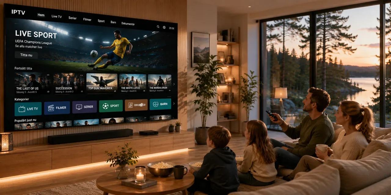 Direktsänd live sport och fotboll på en stor smart-TV via IPTV