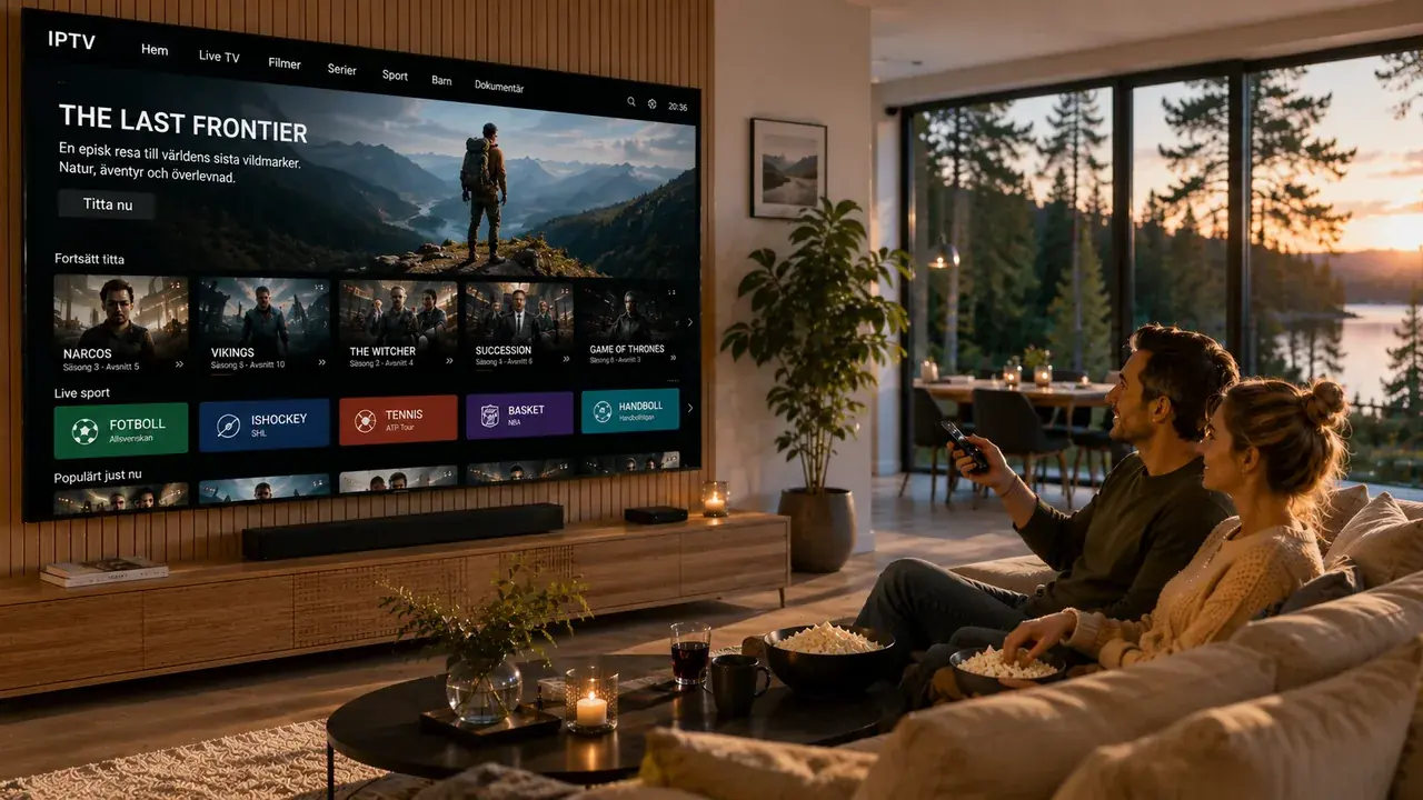 Par streamar serier och direktsänd sport på storbild via IPTV